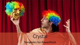  Presentation with actor - Theme with comedy show - actor with maks background and a  colored foreground