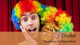  Presentation with actor - Colorful theme enhanced with comedy show - actor with maks backdrop and a  colored foreground