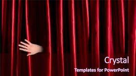  Presentation with comedy - Slide deck featuring comedy show - red curtain fade to dark background and a  colored foreground