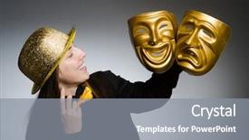  Presentation with hero mask woman - Amazing slide set having comedy show - woman with mask in funny backdrop and a  colored foreground