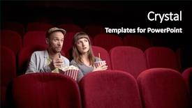  Presentation with red movie - Presentation theme with comedy show - young cute couple sitting alone background and a black colored foreground