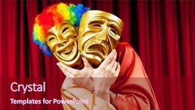  Presentation with actor - PPT layouts enhanced with comedy tragedy - actor with maks background and a  colored foreground