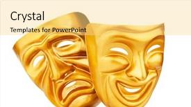  Presentation with masks - Presentation having comedy tragedy - masks with the theater concept background and a yellow colored foreground
