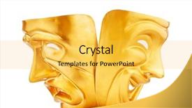  Presentation with comedy - PPT theme enhanced with comedy tragedy - masks with the theatre concept background and a yellow colored foreground