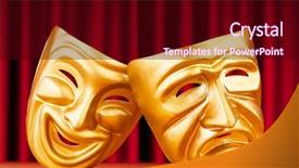  Presentation with theatre - Colorful slide deck enhanced with comedy tragedy - masks with the theatre concept backdrop and a wine colored foreground