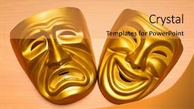  Presentation with comedy - Presentation design with comedy tragedy - masks with the theatre concept background and a yellow colored foreground