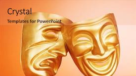  Presentation with masks - Beautiful PPT theme featuring comedy tragedy - masks with the theatre concept backdrop and a yellow colored foreground