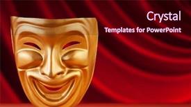  Presentation with theatre - Theme with comedy tragedy - masks with the theatre concept background and a  colored foreground