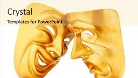  Presentation with theatre - Presentation featuring comedy tragedy - masks with the theatre concept background and a yellow colored foreground
