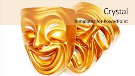  Presentation with theatre - Presentation with comedy tragedy - masks with the theatre concept background and a yellow colored foreground