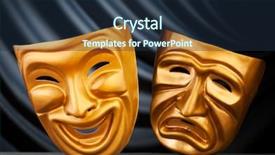  Presentation with comedy - Audience pleasing slide deck consisting of comedy tragedy - masks with the theatre concept backdrop and a  colored foreground