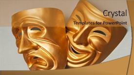  Presentation with comedy - Presentation theme with comedy tragedy - masks with the theatre concept background and a gold colored foreground