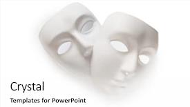  Presentation with masks - Colorful presentation design enhanced with comedy tragedy - theatre concept with the white backdrop and a  colored foreground