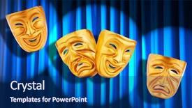  Presentation with performance - Slide set featuring comedy tragedy - theatre performance concept with masks background and a  colored foreground