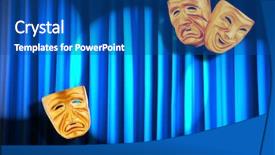  Presentation with performance - Amazing slide set having comedy tragedy - theatre performance concept with masks backdrop and a  colored foreground