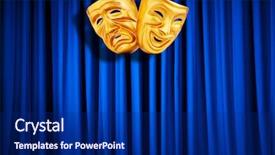  Presentation with performance - Presentation theme having comedy tragedy - theatre performance concept with masks background and a navy blue colored foreground