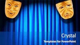  Presentation with performance - Audience pleasing presentation theme consisting of comedy tragedy - theatre performance concept with masks backdrop and a  colored foreground
