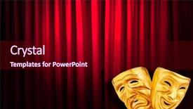  Presentation with theatre - Audience pleasing presentation design consisting of comedy tragedy - theatre performance concept with masks backdrop and a wine colored foreground