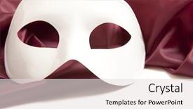  Presentation with theatrical tailoring - PPT layouts with comedy tragedy - white theatrical mask and silk background and a light gray colored foreground