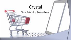  Presentation with shopping - Slide set consisting of comerce - shopping cart over a laptop background and a white colored foreground