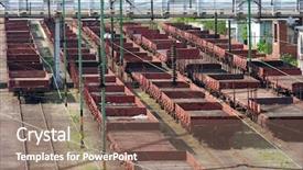  Presentation with freight system - Presentation theme having comercial - railway track system with freight background and a violet colored foreground