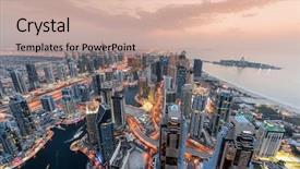  Presentation with dubai - Slide deck consisting of comertial roof - dubai marina resort area background and a soft green colored foreground
