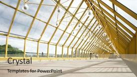  Presentation with spheres - Presentation theme having comertial roof - yellow corridor spheres and people background and a soft green colored foreground