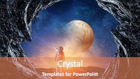  Presentation with astronaut - Presentation design enhanced with comet - astronaut and space mixed media background and a coral colored foreground