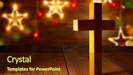  Presentation with christian - Presentation theme consisting of comet - christian wood cross on christmas background and a tawny brown colored foreground