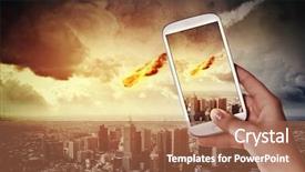  Presentation with people falling - Slide set featuring parallel green bars at sports background and a light gray colored foreground