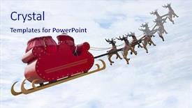  Presentation with santa sleigh - Slides having comet - santa claus riding a sleigh background and a sky blue colored foreground