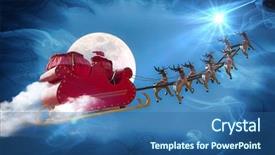 Presentation with santa sleigh - Presentation theme with comet - santa claus riding a sleigh background and a ocean colored foreground