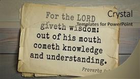  Presentation with wisdom - PPT theme having cometh knowledge and understanding proverb background and a coral colored foreground