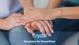  Presentation with friends - Presentation design consisting of comfort - close friends touching hands background and a ocean colored foreground