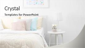 Presentation with coverlet - PPT layouts consisting of comfort - comfortable bed with coverlet background and a white colored foreground
