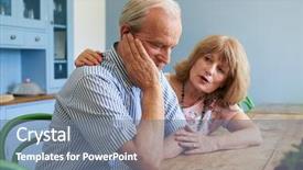  Presentation with man and woman - Colorful slide set enhanced with comfort - senior woman comforting man backdrop and a gray colored foreground