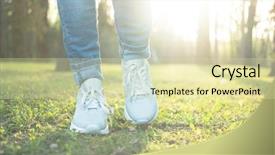 Presentation with stepping - PPT theme featuring comfort - stepping in blue jeans background and a soft green colored foreground