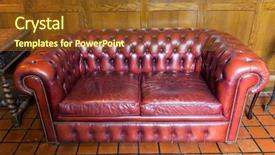 Presentation with furniture - Presentation design enhanced with comfort antique furniture and interior concept - close up of vintage leather sofa background and a tawny brown colored foreground