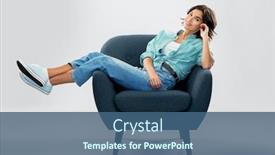  Presentation with young happy people smiling - PPT theme featuring comfort-people-and-furniture-concept background and a ocean colored foreground