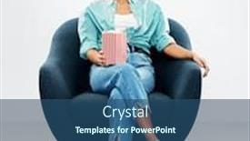  Presentation with movie popcorn - Presentation theme featuring comfort-people-and-furniture-concept background and a ocean colored foreground
