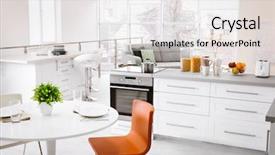  Presentation with round table - Presentation design featuring comfort zone - modern kitchen interior of studio background and a white colored foreground