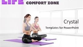  Presentation with zone - PPT theme with comfort zone concept young women background and a white colored foreground