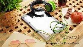  Presentation with blogger - Audience pleasing slide set consisting of comfortable-blogger-s-workplace backdrop and a yellow colored foreground