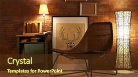  Presentation with room interior design - Theme having comfortable chair in room design background and a tawny brown colored foreground