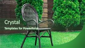  Presentation with lawn maintenance - Slide set with comfortable chair on grass lawn background and a  colored foreground