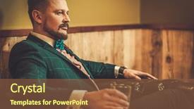  Presentation with old fashioned - Slide deck consisting of comfortable leather chair with glass background and a tawny brown colored foreground