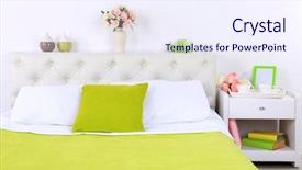  Presentation with bed - PPT layouts having comfortable soft bed in room background and a sky blue colored foreground