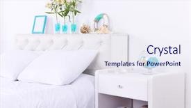  Presentation with room - Cool new presentation design with comfortable-soft-bed-in-room backdrop and a sky blue colored foreground