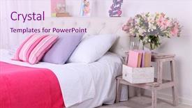  Presentation with bed - Beautiful PPT theme featuring comfortable soft bed in room backdrop and a sky blue colored foreground