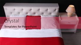  Presentation with room - Presentation theme consisting of comfortable-soft-bed-in-room background and a red colored foreground
